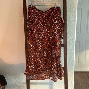 Asymmetrical ruffle high low midi skirt